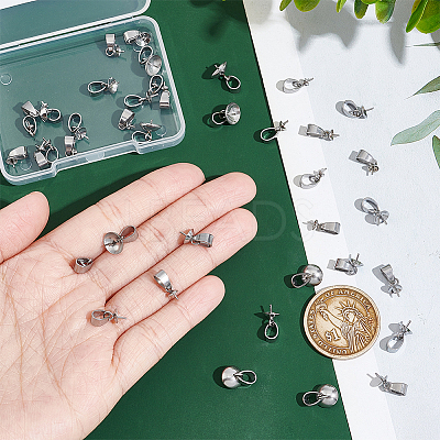 40Pcs 5 Style 304 Stainless Steel Cup Pearl Peg Bails Pin Pendants STAS-UN0055-01-1