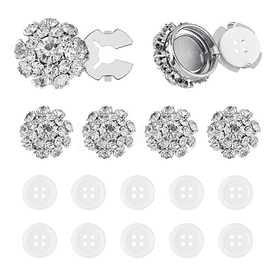 6Pcs Brass & Acrylic Rhinestone Cufflinks BUTT-DC0001-17A-1