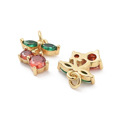 Cherry Rack Plating Brass Micro Pave Cubic Zirconia Charms X-KK-G512-24G-1