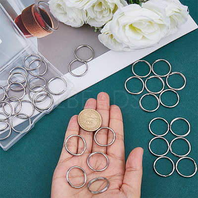 40Pcs 304 Stainless Steel Split Key Rings STAS-CY0001-01A-P-1
