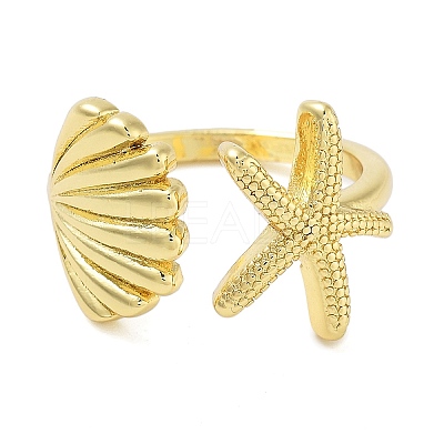 Brass Open Cuff Rings for Women RJEW-Z072-02G-04-1