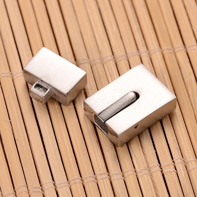 Tarnish Resistant Matte 304 Stainless Steel Rectangle Magnetic Clasps STAS-I045-04B-1