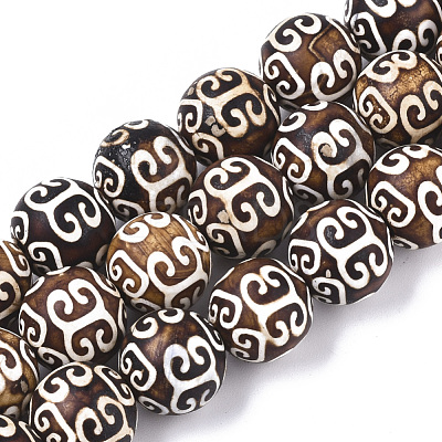 Tibetan Style dZi Beads Strands TDZI-R001-02-1