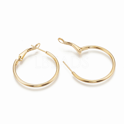 304 Stainless Steel Hoop Earrings X-STAS-S078-08-40mm-1