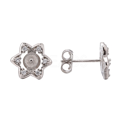 Rhodium Plated 925 Sterling Silver Stud Earring Findings STER-N0004-006-1