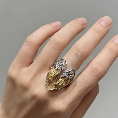 Alloy Rhinestone Cuff Open Rings WGEE099-01-1