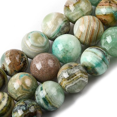Natural Green Line Jasper  Beads Strands X-G-L639-A01-8mm-1