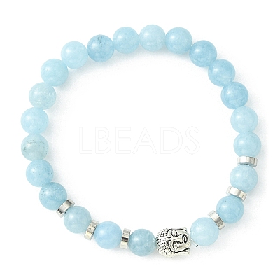 Buddha Head Quartz(Dyed) Beaded Stretch Bracelets BJEW-JB01864-03-1