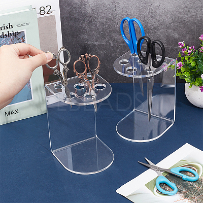 6-Hole Acrylic Scissors Organizer Holder Rack ODIS-WH0329-98-1
