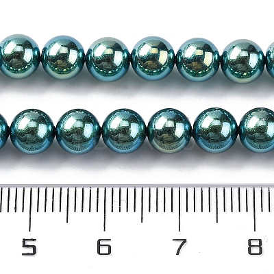 UV Plating Pearlized Glass Pearl Beads Strands GLAA-F128-01A-T24-1