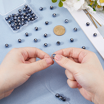 60Pcs Glazed Porcelain Round Beads PORC-HS0001-10-1