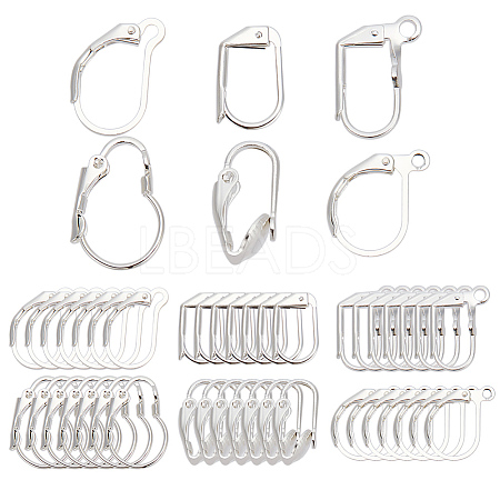 48Pcs 6 Styles Brass Leverback Earring Findings KK-AR0003-59S-1