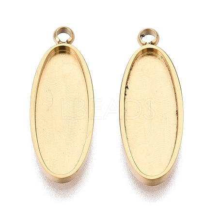 304 Stainless Steel Pendant Cabochon Component STAS-Q113-25B-G-1