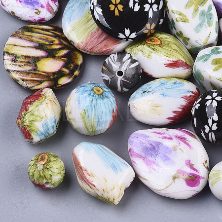 Painted Acrylic Beads X-ACRP-N002-01-1