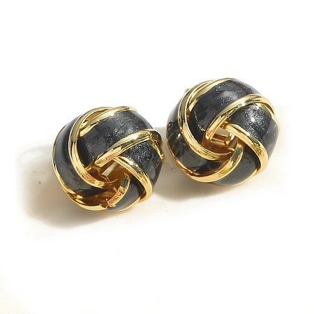 Golden Brass Enamel Stud Earrings PW-WG6CE4C-04-1