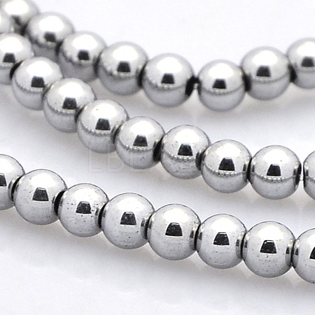 Round Non-magnetic Synthetic Hematite Beads Strands G-P061-68-3mm-1