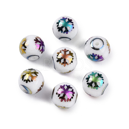 Christmas Opaque Glass Beads X-EGLA-R113-01D-1
