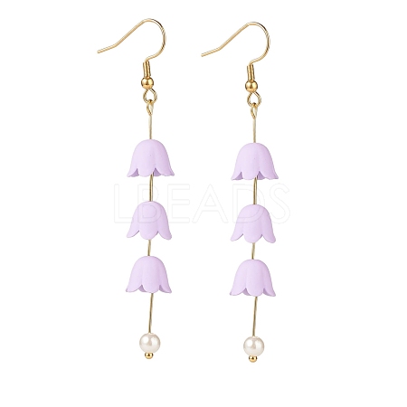 Acrylic Flower with Plastic Pearl Long Dangle Earrings EJEW-JE04941-01-1