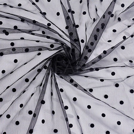 2 Yards Nylon Fiber Polka Dot Mesh Fabric DIY-GA0010-01-1