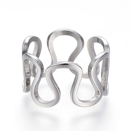 Tarnish Resistant 304 Stainless Steel Wide Band Rings RJEW-G081-29P-1