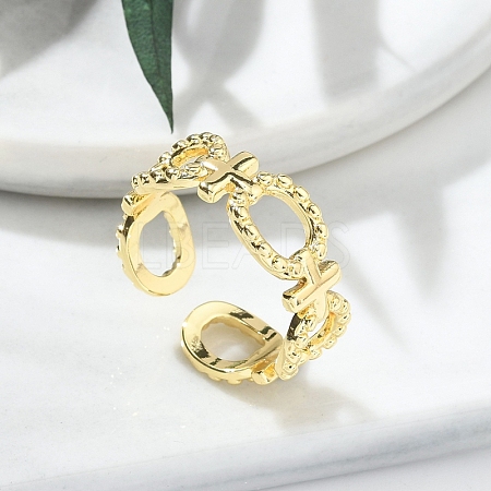 Rack Plating Brass Cuff Finger Rings for Women RJEW-M028-74G-1