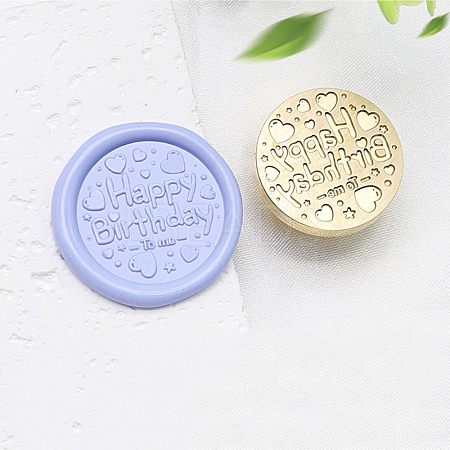 Golden Tone Wax Seal Brass Stamp Heads AJEW-U008-02G-24-1