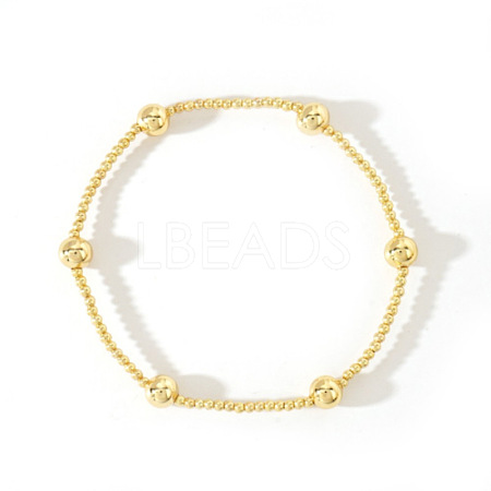 Bohemia Brass Round Beaded Stretch Bracelets TK0566-1-1