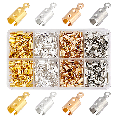 400Pcs 4 Colors Iron Folding Crimp Ends IFIN-PH0002-27-1