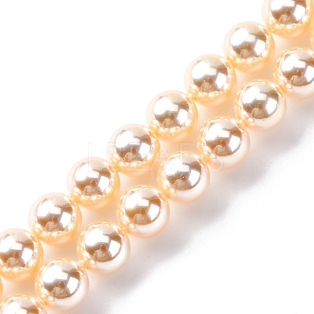 UV Plating Pearlized Glass Pearl Beads Strands GLAA-F128-01A-T8-1
