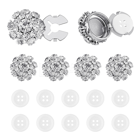 6Pcs Brass & Acrylic Rhinestone Cufflinks BUTT-DC0001-17A-1