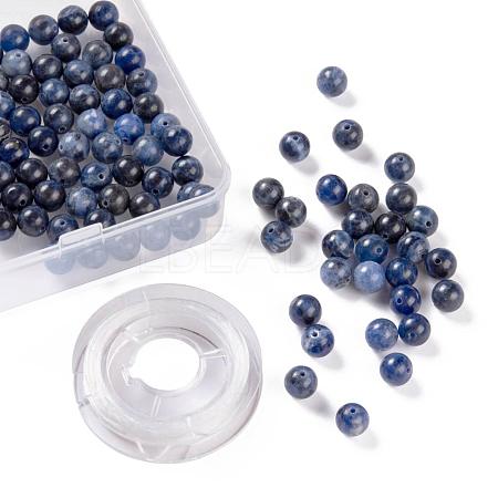 100Pcs 8mm Natural Sodalite Beads DIY-LS0002-32-1