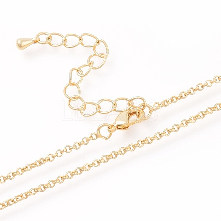 Brass Rolo Chain Necklaces Making MAK-L025-04G-1