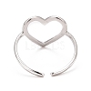 Non-Tarnish 304 Stainless Steel Open Heart Cuff Ring for Women X-RJEW-C025-22P-2