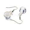 Handmade Porcelain Blue and White Porcelain Cup Dangle Earrings EJEW-A042-02-2