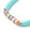 Handmade Polymer Clay Heishi Beads Stretch Bracelet BJEW-JB07372-03-5