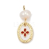 Natural Cultured Freshwater Pearl & Brass Pendants X-KK-U062-14G-02-1