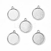 Tibetan Style Antique Silver Alloy Flat Round Pendant Cabochon Settings TIBEP-M022-29AS-1