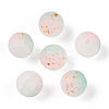 Frosted Baking Paint Crackle Glass Beads with Glitter Powder DGLA-T004-6mm-01F-1