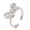 Brass Micro Pave Cubic Zirconia Open Cuff Ring RJEW-K256-58F-P-1