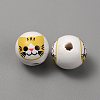 Printed Cat Wood European Beads WOOD-TAC0011-35C-1