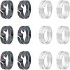 12Pcs 2 Colors 304 Stainless Steel Finger Ring RJEW-UN0001-18-1