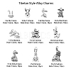 100Pcs 10 Style Tibetan Style Alloy Bunny Pendants TIBEP-CJ0001-72-2