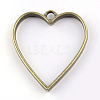 Rack Plating Alloy Heart Open Back Bezel Pendants PALLOY-S047-12F-FF-2