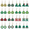 16Pair Saint Patrick's Day Theme 304 Stainless Steel Dangle Earrings EJEW-JE06170-1