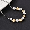 Duo Tone 304 Stainless Steel Micro Pave Clear Cubic Zirconia Beaded Pendant Flat Snake Chain Necklaces SA-CBAB122-01B-2