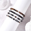 4Pcs Natural & Synthetic Mixed Gemstone Round Beads Stretch Bracelets for Women BJEW-JB12556-1
