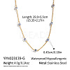 Minimalist Natural Stone Rondelle Beaded with 304 Stainless Steel Link Chain Necklaces JB6802-1-2
