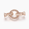 Brass Micro Pave Cubic Zirconia Fold Over Clasps KK-P164-14RG-2