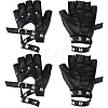 2 Pairs PU Leather Biker Punk Gloves with Belt AJEW-CL0003-02-1
