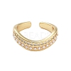Rack Plating Brass Micro Pave Cubic Zirconia Open Cuff Rings for Women RJEW-B064-11G-2